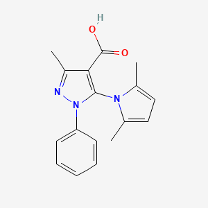 molecular formula C17H17N3O2 B7879478 5-(2,5-dimethyl-1H-pyrrol-1-yl)-3-methyl-1-phenyl-1H-pyrazole-4-carboxylic acid 