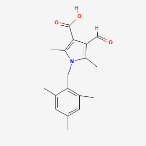 molecular formula C18H21NO3 B7879480 4-formyl-1-(mesitylmethyl)-2,5-dimethyl-1H-pyrrole-3-carboxylic acid 