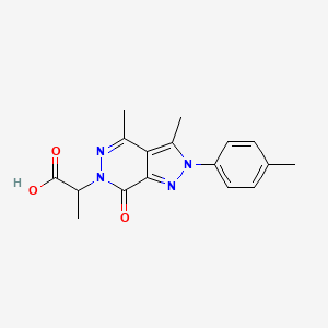 molecular formula C17H18N4O3 B7879490 2-[3,4-dimethyl-2-(4-methylphenyl)-7-oxo-2,7-dihydro-6H-pyrazolo[3,4-d]pyridazin-6-yl]propanoic acid 