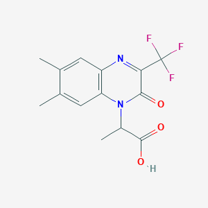molecular formula C14H13F3N2O3 B7879507 2-[6,7-dimethyl-2-oxo-3-(trifluoromethyl)quinoxalin-1(2H)-yl]propanoic acid 