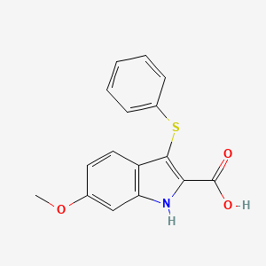 molecular formula C16H13NO3S B7879540 6-methoxy-3-(phenylthio)-1H-indole-2-carboxylic acid 