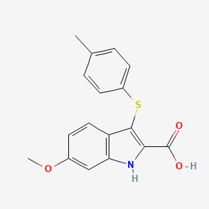 molecular formula C17H15NO3S B7879545 6-methoxy-3-[(4-methylphenyl)thio]-1H-indole-2-carboxylic acid 