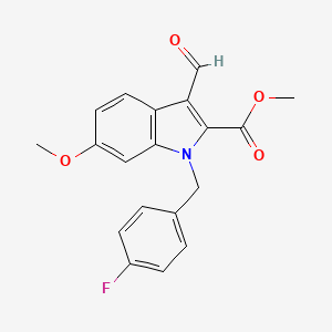 molecular formula C19H16FNO4 B7879613 methyl 1-(4-fluorobenzyl)-3-formyl-6-methoxy-1H-indole-2-carboxylate 