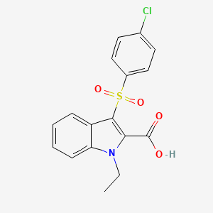 molecular formula C17H14ClNO4S B7879624 3-[(4-chlorophenyl)sulfonyl]-1-ethyl-1H-indole-2-carboxylic acid 
