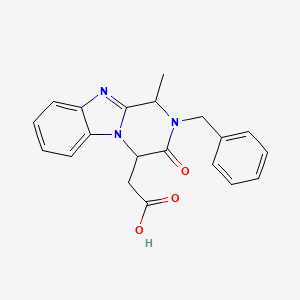 molecular formula C20H19N3O3 B7879671 (2-Benzyl-1-methyl-3-oxo-1,2,3,4-tetrahydropyrazino[1,2-a]benzimidazol-4-yl)acetic acid 