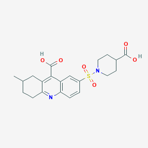 molecular formula C21H24N2O6S B7879677 7-[(4-Carboxypiperidin-1-yl)sulfonyl]-2-methyl-1,2,3,4-tetrahydroacridine-9-carboxylic acid 