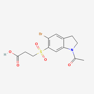 molecular formula C13H14BrNO5S B7879701 3-[(1-acetyl-5-bromo-2,3-dihydro-1H-indol-6-yl)sulfonyl]propanoic acid 