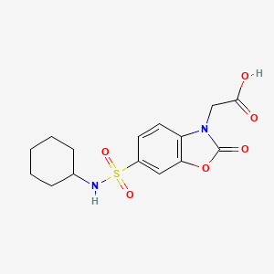 molecular formula C15H18N2O6S B7879737 [6-[(cyclohexylamino)sulfonyl]-2-oxo-1,3-benzoxazol-3(2H)-yl]acetic acid 
