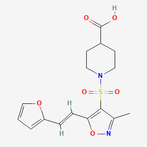 molecular formula C16H18N2O6S B7879762 1-[[5-[(E)-2-(2-Furyl)vinyl]-3-methylisoxazole-4-yl]sulfonyl]piperidine-4-carboxylic acid 