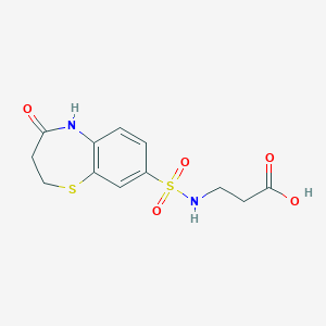 molecular formula C12H14N2O5S2 B7879794 N-[(4-oxo-2,3,4,5-tetrahydro-1,5-benzothiazepin-8-yl)sulfonyl]-beta-alanine 