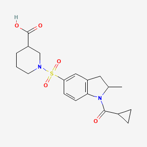molecular formula C19H24N2O5S B7879803 1-{[1-(cyclopropylcarbonyl)-2-methyl-2,3-dihydro-1H-indol-5-yl]sulfonyl}piperidine-3-carboxylic acid 