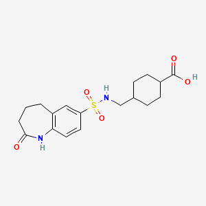 molecular formula C18H24N2O5S B7879843 4-({[(2-oxo-2,3,4,5-tetrahydro-1H-1-benzazepin-7-yl)sulfonyl]amino}methyl)cyclohexanecarboxylic acid 