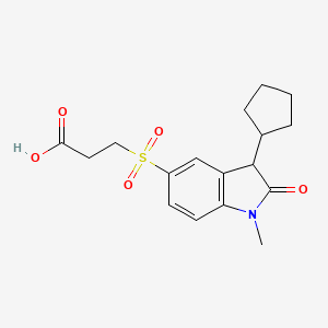 molecular formula C17H21NO5S B7879865 3-[(3-cyclopentyl-1-methyl-2-oxo-2,3-dihydro-1H-indol-5-yl)sulfonyl]propanoic acid 