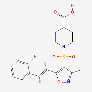 molecular formula C18H19FN2O5S B7879873 1-({5-[(E)-2-(2-fluorophenyl)vinyl]-3-methylisoxazol-4-yl}sulfonyl)piperidine-4-carboxylic acid 