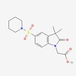molecular formula C17H22N2O5S B7879880 [3,3-dimethyl-2-oxo-5-(piperidin-1-ylsulfonyl)-2,3-dihydro-1H-indol-1-yl]acetic acid 