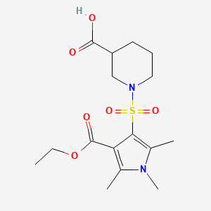 molecular formula C16H24N2O6S B7879885 1-{[4-(ethoxycarbonyl)-1,2,5-trimethyl-1H-pyrrol-3-yl]sulfonyl}piperidine-3-carboxylic acid 