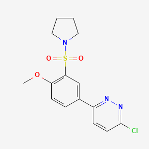 molecular formula C15H16ClN3O3S B7879895 3-Chloro-6-[4-methoxy-3-(pyrrolidin-1-ylsulfonyl)phenyl]pyridazine 