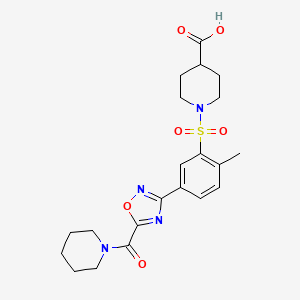 molecular formula C21H26N4O6S B7879903 1-({2-Methyl-5-[5-(piperidin-1-ylcarbonyl)-1,2,4-oxadiazol-3-yl]phenyl}sulfonyl)piperidine-4-carboxylic acid 