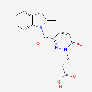 molecular formula C17H17N3O4 B7879909 3-[3-[(2-methyl-2,3-dihydro-1H-indol-1-yl)carbonyl]-6-oxopyridazin-1(6H)-yl]propanoic acid 