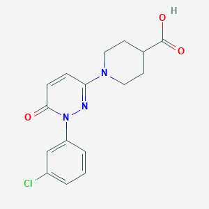 molecular formula C16H16ClN3O3 B7879921 1-[1-(3-Chlorophenyl)-6-oxo-1,6-dihydropyridazin-3-yl]piperidine-4-carboxylic acid 