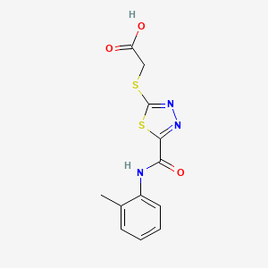 molecular formula C12H11N3O3S2 B7880040 [(5-{[(2-Methylphenyl)amino]carbonyl}-1,3,4-thiadiazol-2-yl)thio]acetic acid 
