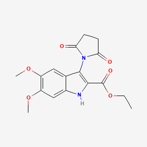 molecular formula C17H18N2O6 B7880074 ethyl 3-(2,5-dioxopyrrolidin-1-yl)-5,6-dimethoxy-1H-indole-2-carboxylate 