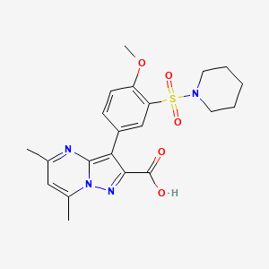 3-[4-Methoxy-3-(piperidin-1-ylsulfonyl)phenyl]-5,7-dimethylpyrazolo[1,5-a]pyrimidine-2-carboxylic acid