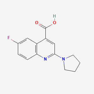 molecular formula C14H13FN2O2 B7880193 6-Fluoro-2-pyrrolidin-1-ylquinoline-4-carboxylic acid 