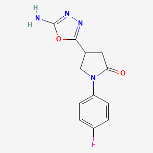 molecular formula C12H11FN4O2 B7880234 4-(5-Amino-1,3,4-oxadiazol-2-yl)-1-(4-fluorophenyl)pyrrolidin-2-one 