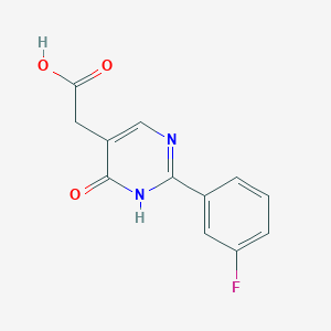 molecular formula C12H9FN2O3 B7880244 2-[2-(3-Fluorophenyl)-6-oxo-1,6-dihydropyrimidin-5-yl]acetic acid 