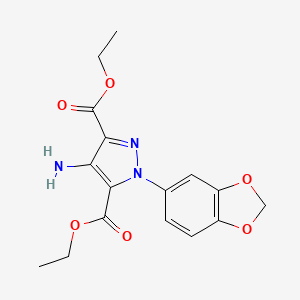 molecular formula C16H17N3O6 B7880313 3,5-Diethyl 4-amino-1-(2H-1,3-benzodioxol-5-yl)pyrazole-3,5-dicarboxylate 