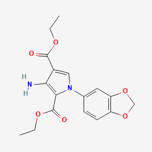 molecular formula C17H18N2O6 B7880323 2,4-Diethyl 3-amino-1-(2H-1,3-benzodioxol-5-yl)pyrrole-2,4-dicarboxylate 