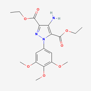 molecular formula C18H23N3O7 B7880324 Diethyl 4-amino-1-(3,4,5-trimethoxyphenyl)-1H-pyrazole-3,5-dicarboxylate CAS No. 1291486-48-0