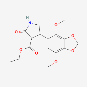 molecular formula C16H19NO7 B7880347 Ethyl 4-(4,7-dimethoxy-1,3-benzodioxol-5-yl)-2-oxo-3-pyrrolidinecarboxylate 