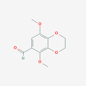 molecular formula C11H12O5 B7880357 5,8-Dimethoxy-2,3-dihydro-1,4-benzodioxine-6-carbaldehyde 