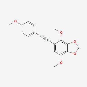 molecular formula C18H16O5 B7880500 4,7-Dimethoxy-5-[(4-methoxyphenyl)ethynyl]-1,3-benzodioxole 