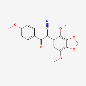 molecular formula C19H17NO6 B7880537 2-(4,7-Dimethoxy-1,3-benzodioxol-5-yl)-3-(4-methoxyphenyl)-3-oxopropanenitrile 