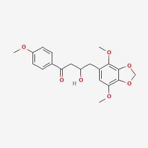 molecular formula C20H22O7 B7880544 4-(4,7-Dimethoxy-1,3-benzodioxol-5-yl)-3-hydroxy-1-(4-methoxyphenyl)butan-1-one 