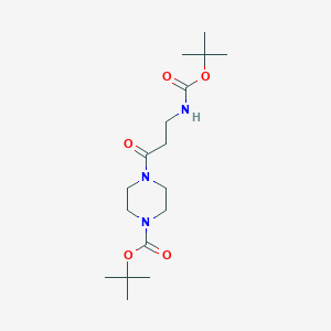 molecular formula C17H31N3O5 B7880571 Tert-butyl 4-[3-[(2-methylpropan-2-yl)oxycarbonylamino]propanoyl]piperazine-1-carboxylate 