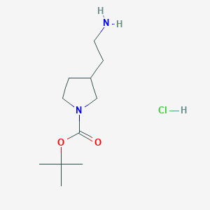 molecular formula C11H23ClN2O2 B7880653 tert-Butyl 3-(2-aminoethyl)pyrrolidine-1-carboxylate hydrochloride 