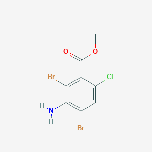 molecular formula C8H6Br2ClNO2 B7880788 Methyl 3-Amino-2,4-dibromo-6-chlorobenzoate 