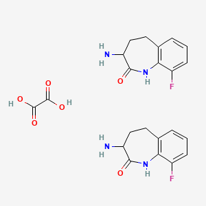 molecular formula C22H24F2N4O6 B7880993 3-Amino-4,5-dihydro-9-fluoro-1H-benzo[b]azepin-2(3H)-one hemioxalate 