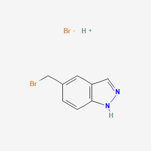 molecular formula C8H8Br2N2 B7880997 5-(bromomethyl)-1H-indazole;hydron;bromide 