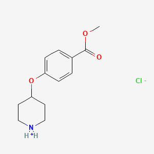 molecular formula C13H18ClNO3 B7881139 Methyl 4-piperidin-1-ium-4-yloxybenzoate;chloride 