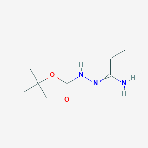 molecular formula C8H17N3O2 B7881175 tert-butyl N-(1-aminopropylideneamino)carbamate 