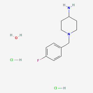 molecular formula C12H21Cl2FN2O B7881355 1-(4-Fluorobenzyl)piperidin-4-amine dihydrochloride hydrate 