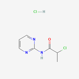 molecular formula C7H9Cl2N3O B7881713 2-chloro-N-(pyrimidin-2-yl)propanamide hydrochloride 