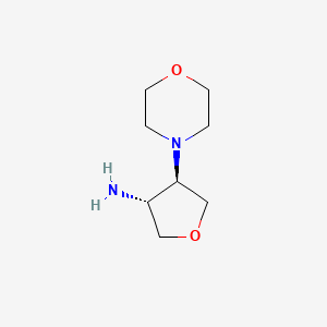 molecular formula C8H16N2O2 B7881996 trans-4-(4-Morpholinyl)tetrahydro-3-furanamine 