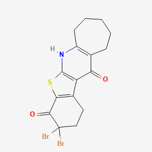 molecular formula C16H15Br2NO2S B7882017 15,15-Dibromo-18-thia-2-azatetracyclo[9.7.0.03,9.012,17]octadeca-1(11),3(9),12(17)-triene-10,16-dione 