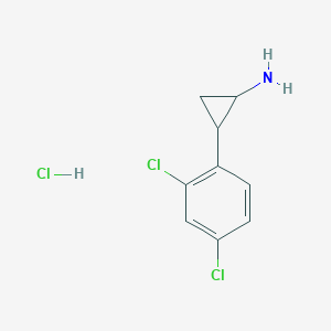 molecular formula C9H10Cl3N B7882079 2-(2,4-Dichlorophenyl)cyclopropan-1-amine hydrochloride 